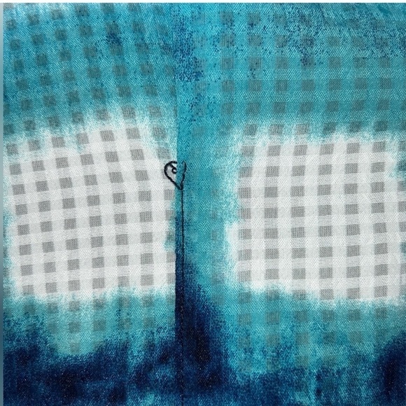 Anthropologie Postmark Egress Top XS Sleeveless Hi Low Blue Abstract Window - Picture 7 of 8